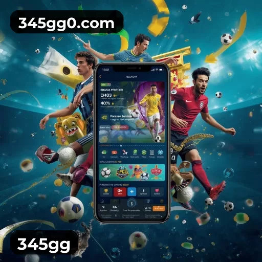 Imagem promocional da 345gg apresentando a plataforma e seus recursos